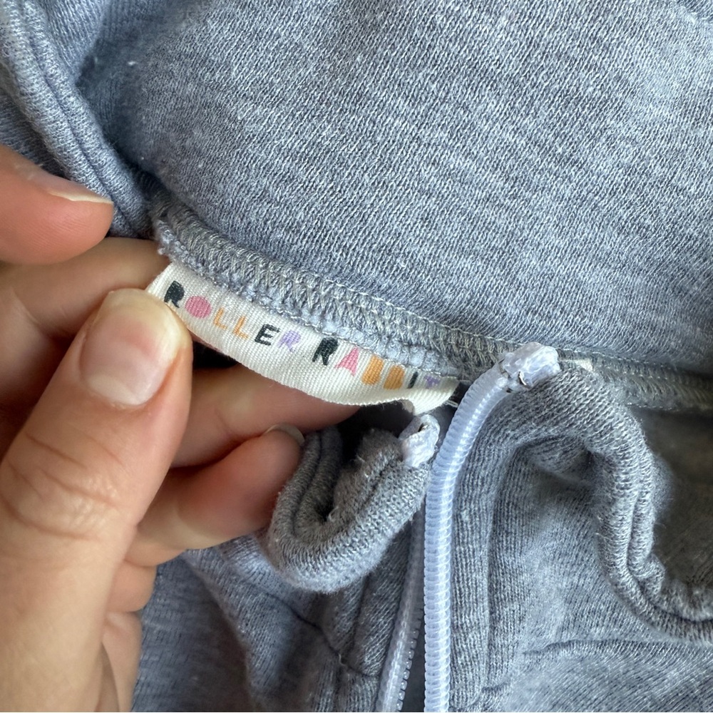 Roller Rabbit Boston Gray Cropped Quarter-Zip Pullover Green monkey M/L - Picture 2 of 7